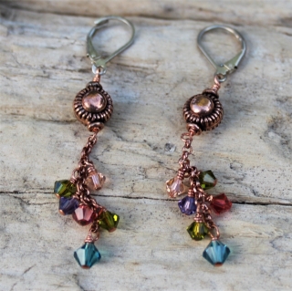 Copper & Swarovski Cluster Earrings
