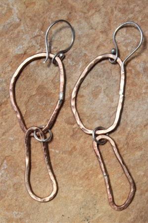 Bronze Circle-Oval Earrings