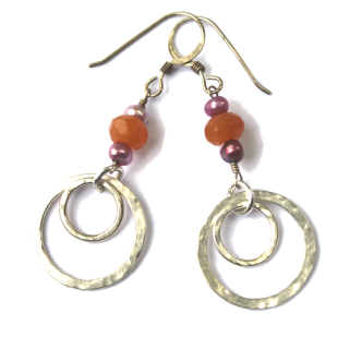 Sterling-Double Hoops with Gemstones