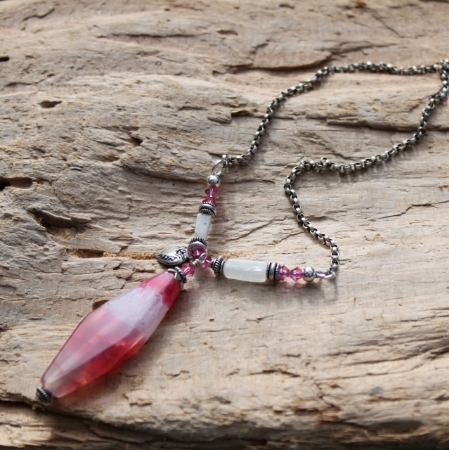 Pink Agate Sterling Necklace