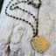 Brass Sun Necklace- Black Crystal Chain