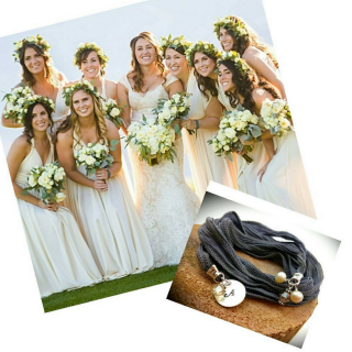 Bridesmaids with silk wrap jewelry