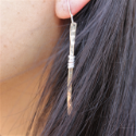 Long Hammered Gold Stick Earrings