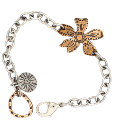 bronze wildflower bracelet on white