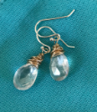 diamond quartz earring on teal background