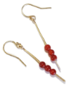 carnelian gold stick earrings on white