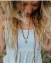 brown suede turquoise wrap necklace on girl
