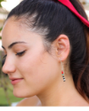 sterling beaded ear threads on female profile