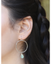 sterling hoop aqua blue chalcedony earring on female profile
