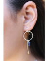 female profile of sterling iolite hoop earrings