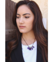 leather amethyst necklace  for business on model 