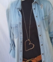  copper open heart long casual necklace with denim outfit