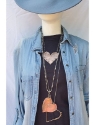 copper heart statement necklace s layered with denim outfit
