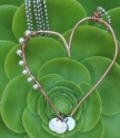 copper open heart sterling bead charm necklace in the garden