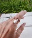 Wearing White freshwater pearl copper cuff ring