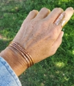 casual copper cuff stack with hammered copper ring