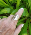 wearing bronze crevice ring with plants