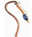 Hammered copper blue, yellow red beaded book mark 