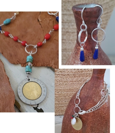 Collage of Italian Coin jewelry set