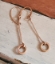 Bronze stick circle earrings on white trunk