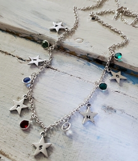 Silver Star Birthstone Necklace