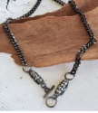 Black chain, toggle silver stone collar necklace