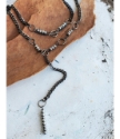 Layered Black chain, toggle silver stone collar necklace