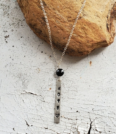 Sterling silver hope charm chain necklace