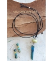 leather slide cord teal gemstone stick necklace