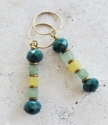 Mixed green crystal & gemstone stacked earrings