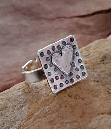Open back sterling silver chunky heart ring
