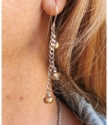 Silver curb chain crystal drop earrings on model