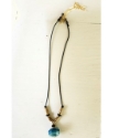 blue agate gemstone brass necklace full view 