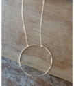  Gold open circle chain necklace on distressed wood