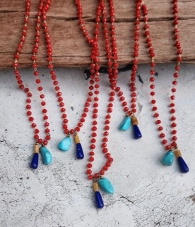 multi-gemstone redy crystal chain necklaces in a row