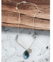 blue labradorite penant silver V necklace full