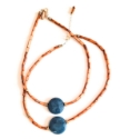 two big round blue agate pendant golden bead necklace on stones