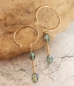 crystals gold stick mini hoop earrings on rock