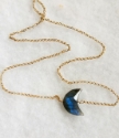 blue labradorite moon gold chain necklace on white