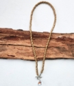 full view Matte gold beaded rainbow quartz pendant necklace 