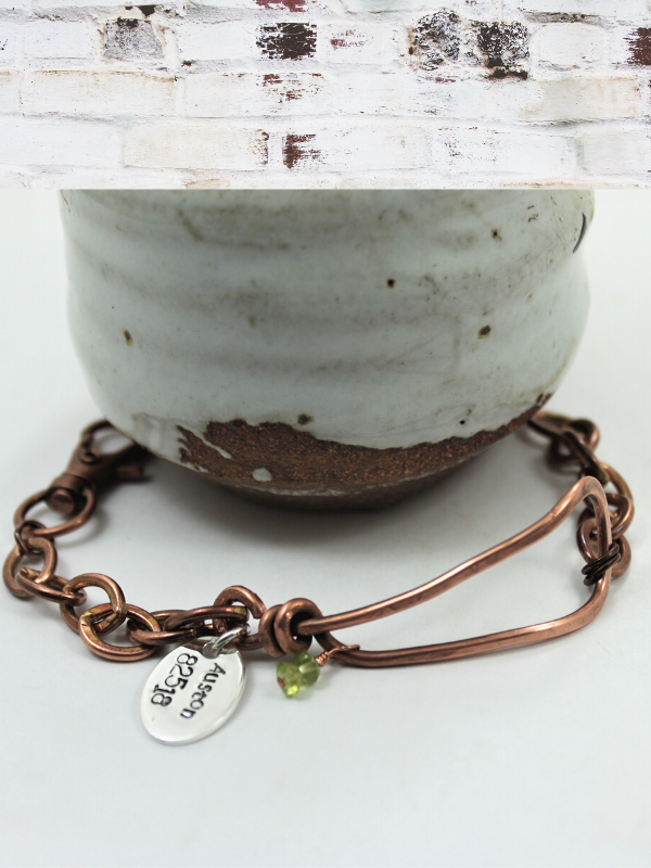 copper sterling gemstone bracelet for new mom gift