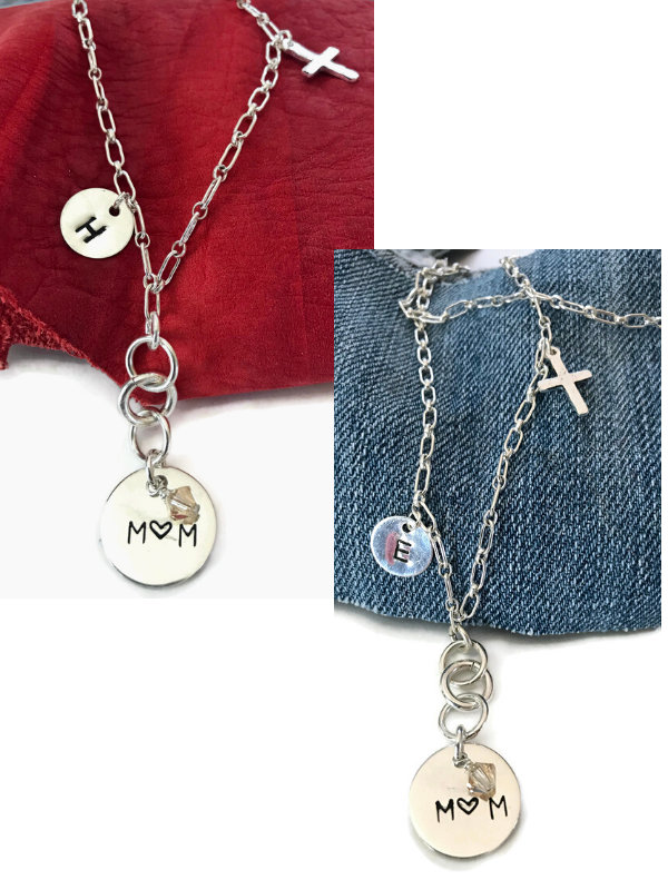 2 custom sterling new mom necklaces