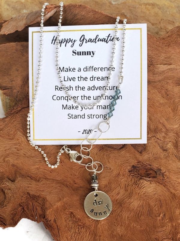 sterling graduation necklace and quote
