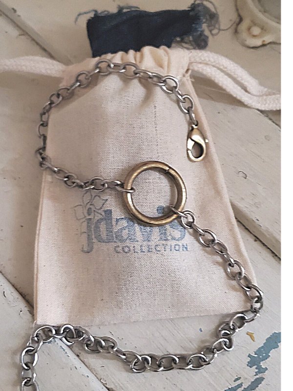 Chunky O ring necklace on artisan gift bag