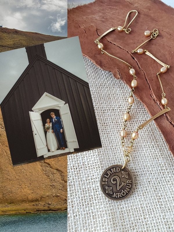 Iceland coin necklace and church
