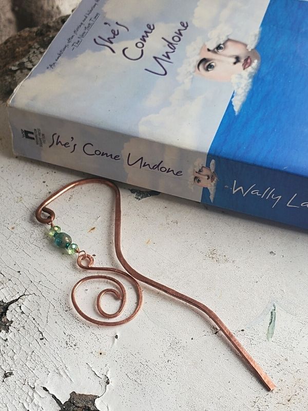 handcrafted copper beaded bookmark