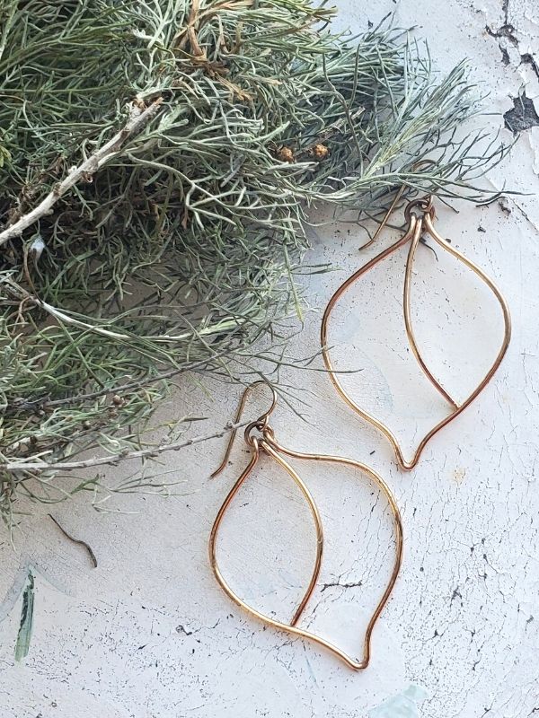 bronze leaf earrings with branch of leaves