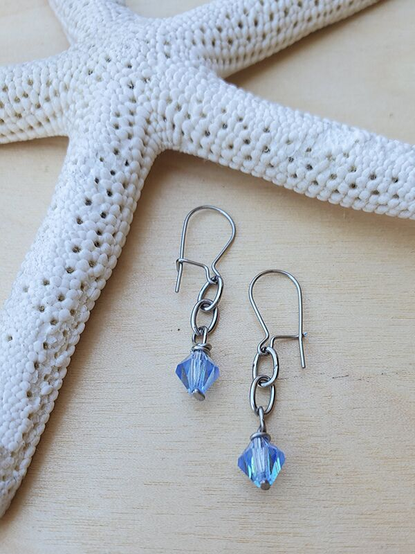blue crystal earrings with starfish